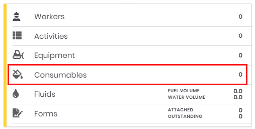 KruxLog Updated Shift Categories list - Consumables