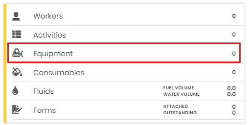 KruxLog Updated Shift Categories list - Equipment