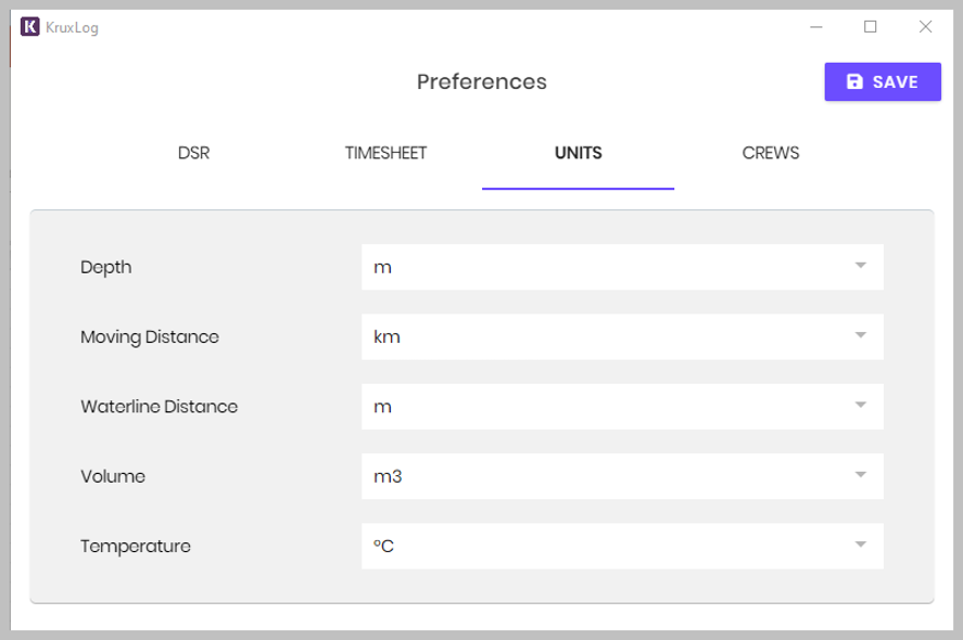 Unit Preference Preferences